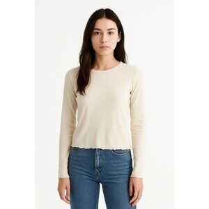 DYI Women's Long Sleeve Waffle Top White Size Medium